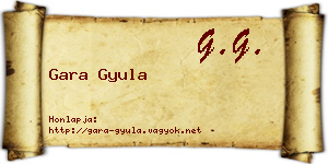 Gara Gyula névjegykártya